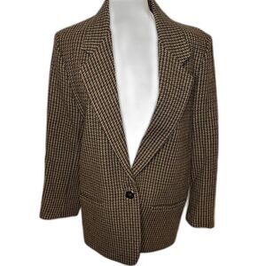 Alfred Dunner Brown Herringbone Wool Blazer Jacket Classic Womens